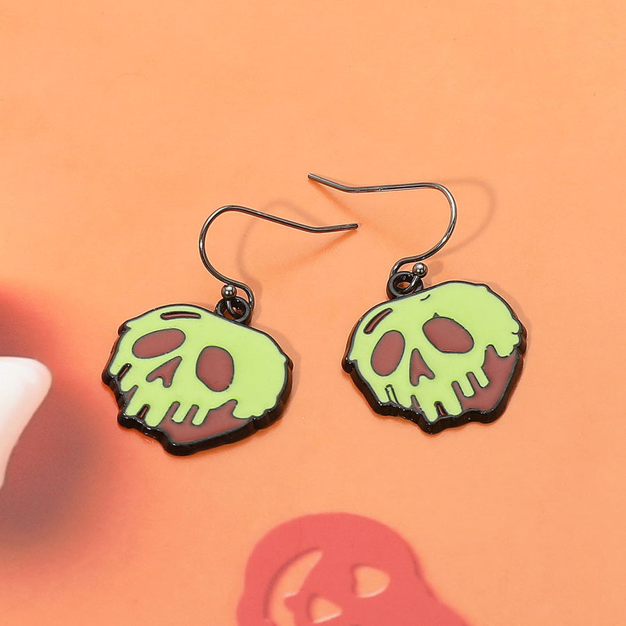 Enamel Dripping Halloween Skull Dangle Earrings