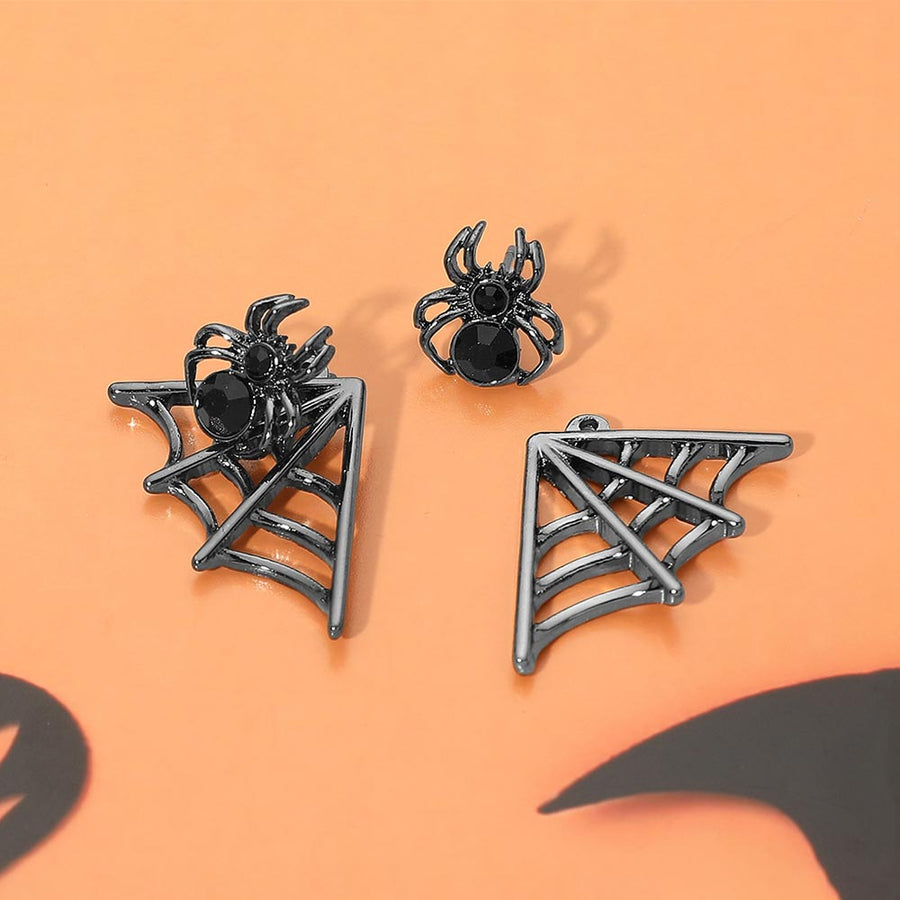 Asymmetrical Gothic Halloween Spider Web Earrings
