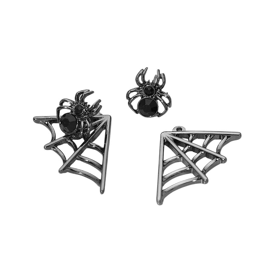 Asymmetrical Gothic Halloween Spider Web Earrings