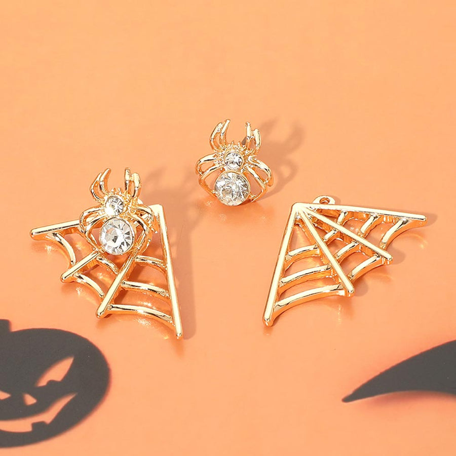 Asymmetrical Gothic Halloween Spider Web Earrings
