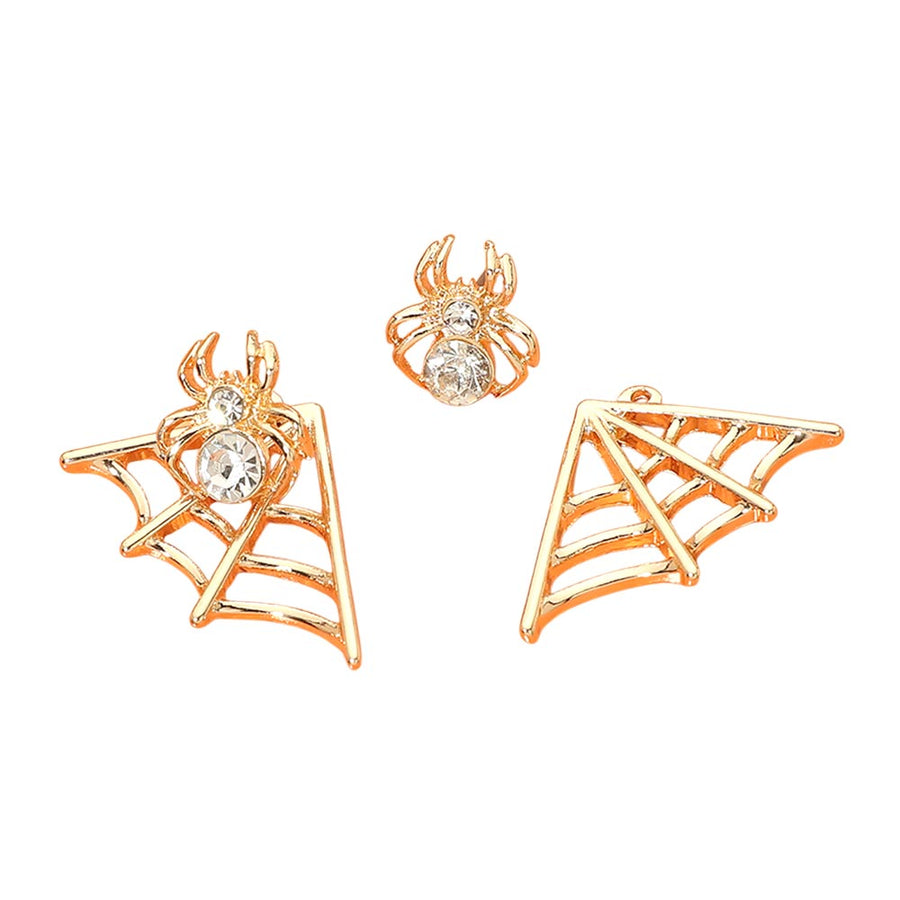Asymmetrical Gothic Halloween Spider Web Earrings