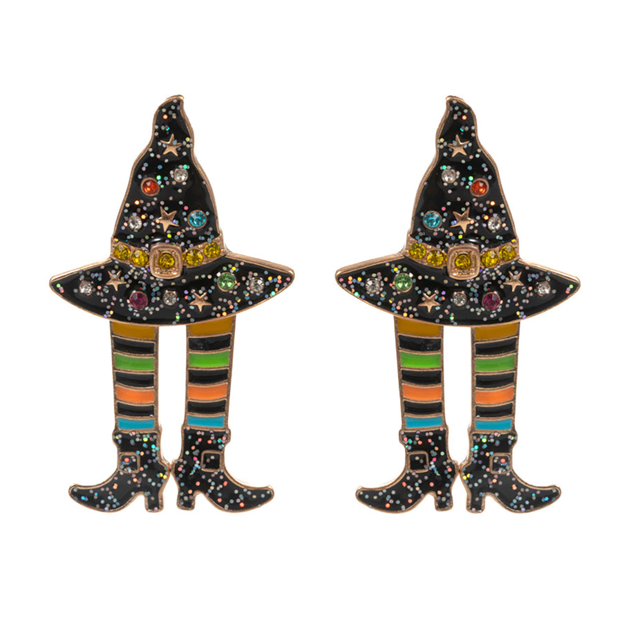 Halloween Witch Hat Legs Earrings