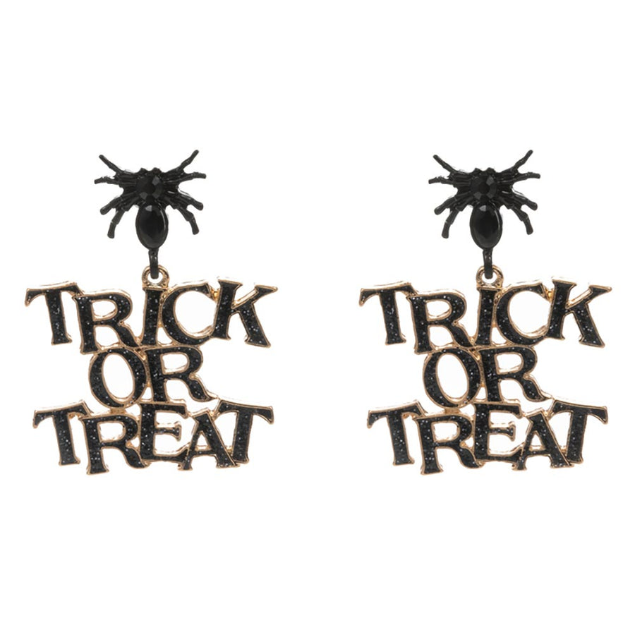 TRICK OR TREAT Halloween Message Drop Dangle Earrings