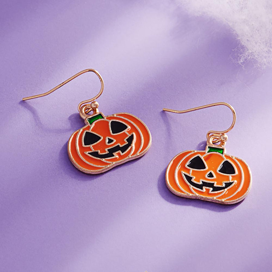 Halloween Jack O Lantern Pumpkin Charm Drop Dangle Earrings