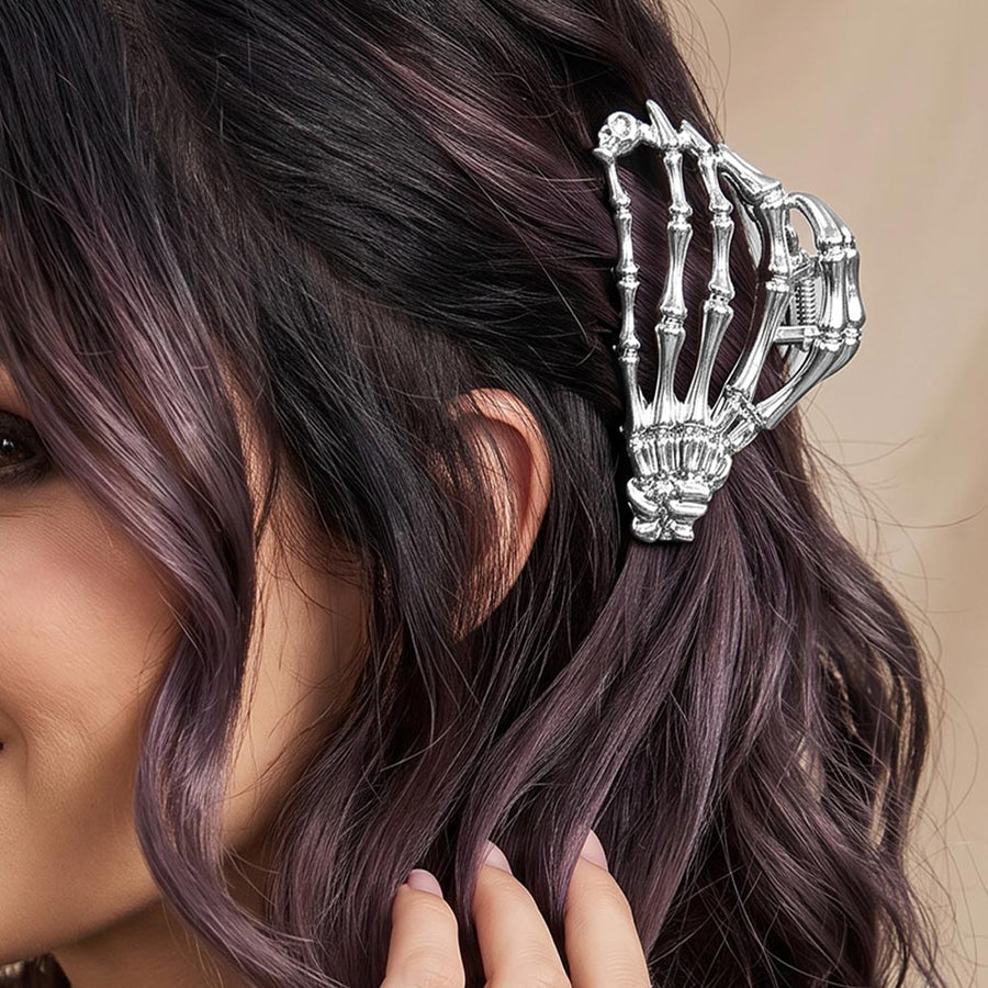 Bold Halloween Skeleton Hand Hair Claw Clip
