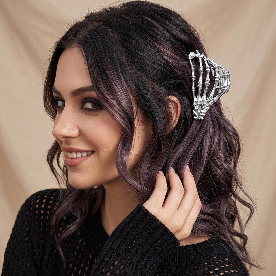 Bold Halloween Skeleton Hand Hair Claw Clip