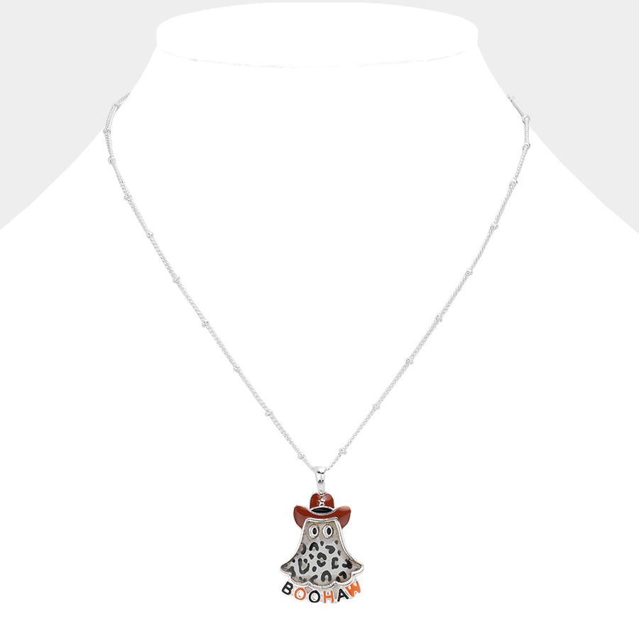BOOHAW Western Halloween Ghost Pendant Necklace