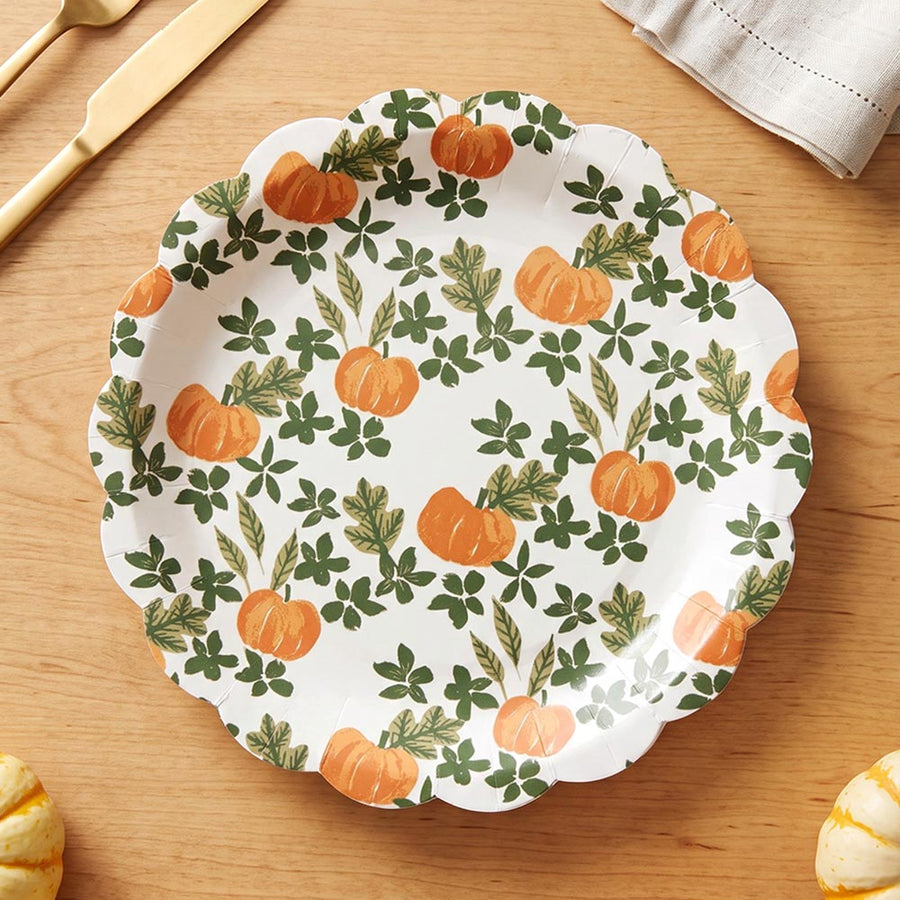 10PCS - Thanksgiving Fall Pumpkin Disposable Dinner Party Paper Plates