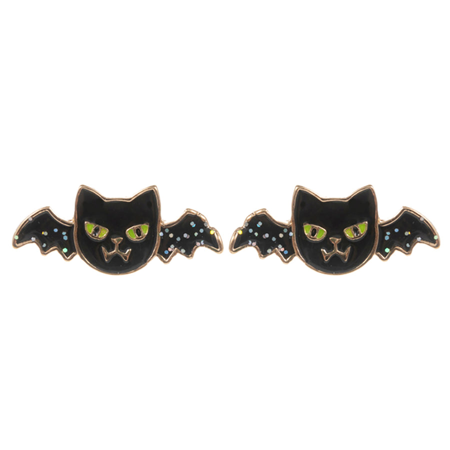 Enamel Halloween Bat Stud Earrings