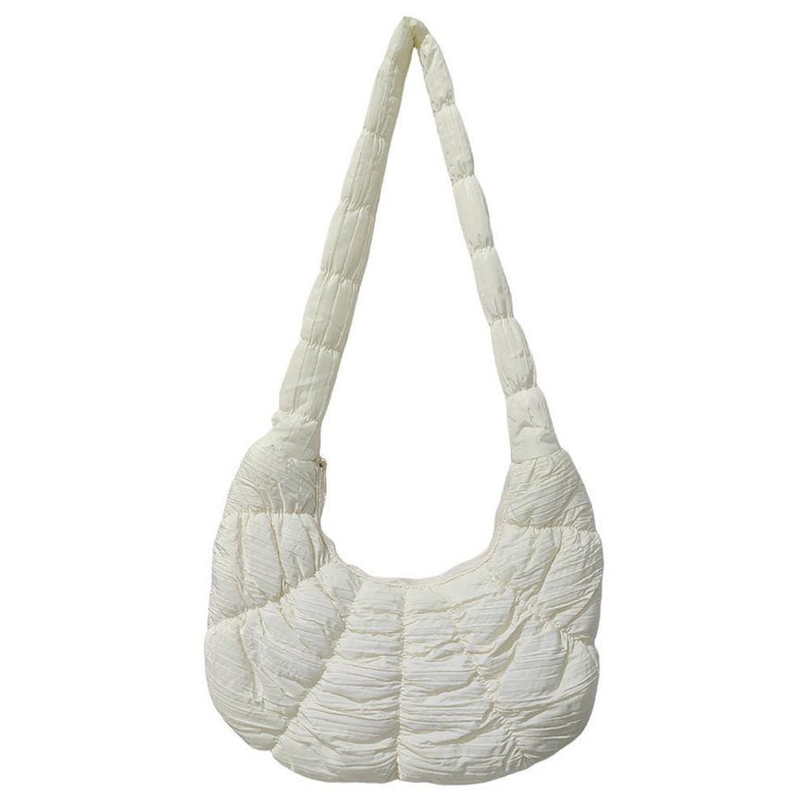 Quilted Puffer Croissant Cloud Crossbody Bag – Soft Shoulder Purse, Lightweight Everyday Handbag