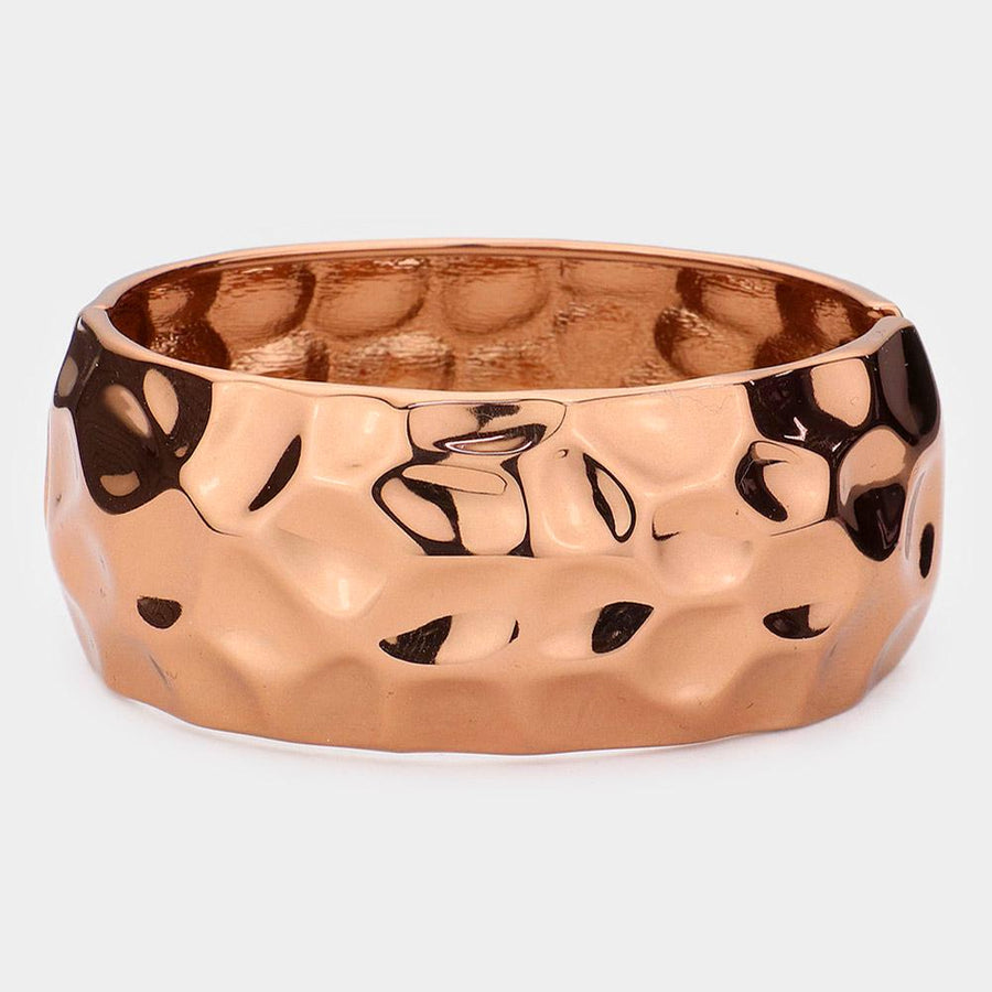 Hammered Metal Hinged Bangle Bracelet – Textured Statement Bangle, Minimal Everyday Jewelry
