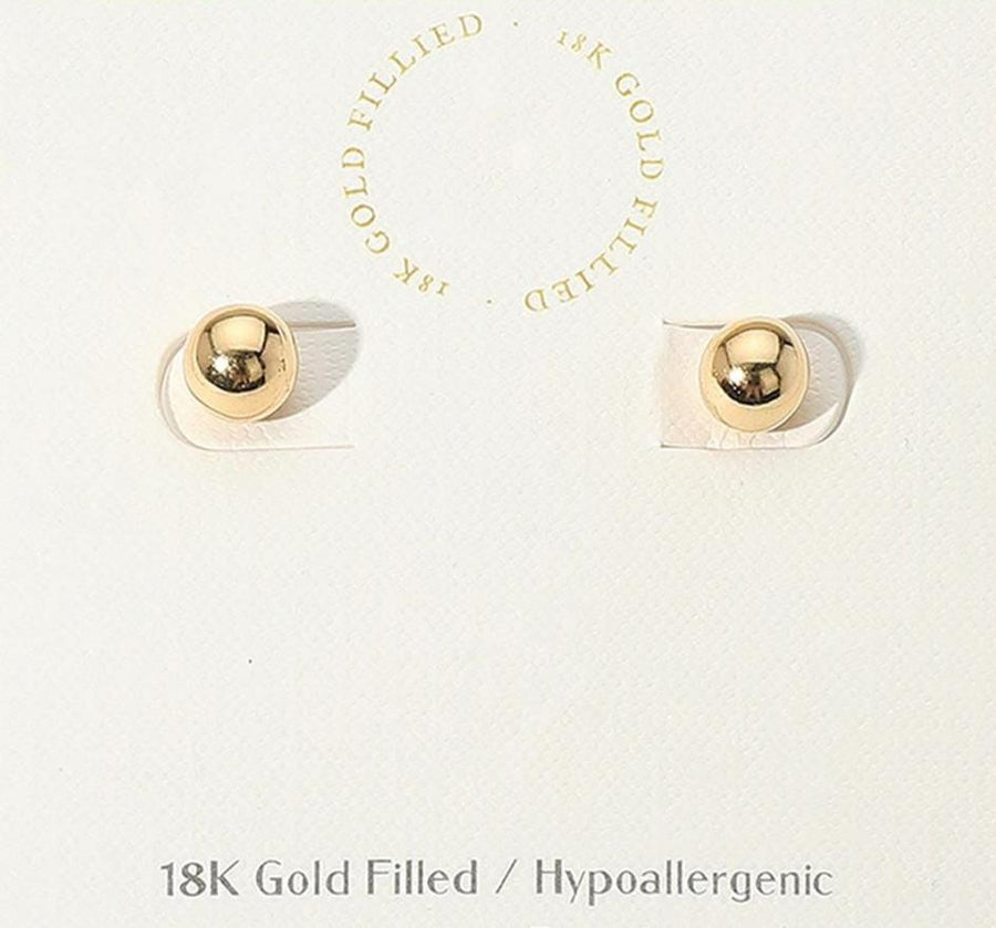 18K Gold Filled Ball Stud Earrings – Minimalist Gold Studs for all-day wear, Dainty Jewelry