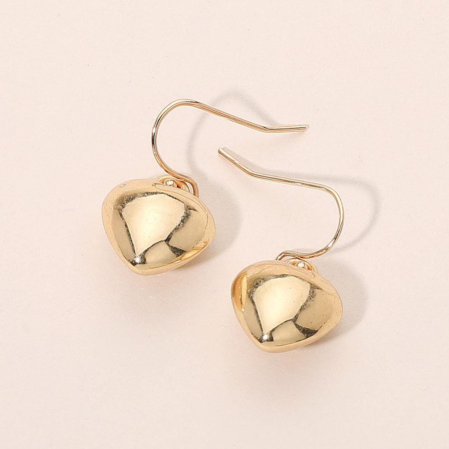 Puffy Heart Drop Earrings, Metal Dangle, Trendy Statement Jewelry, Romantic Style