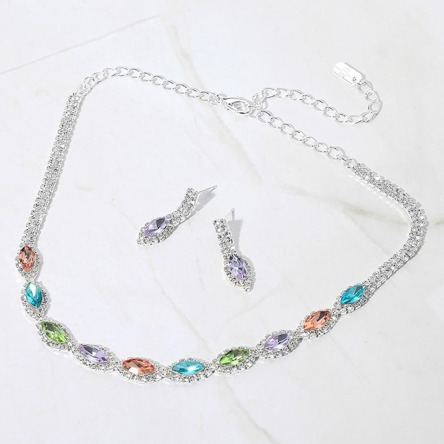 Marquise Stone Cluster Link Rhinestone Paved Evening Choker Necklace | Bridal Statement Jewelry for Wedding