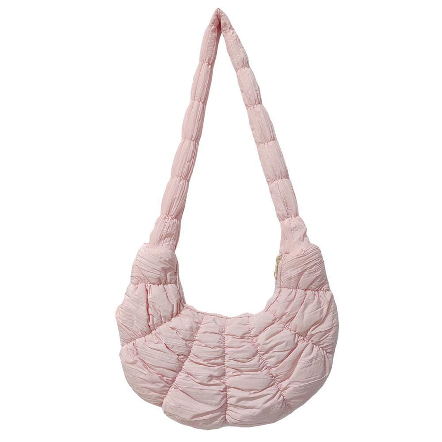 Quilted Puffer Croissant Cloud Crossbody Bag – Soft Shoulder Purse, Lightweight Everyday Handbag