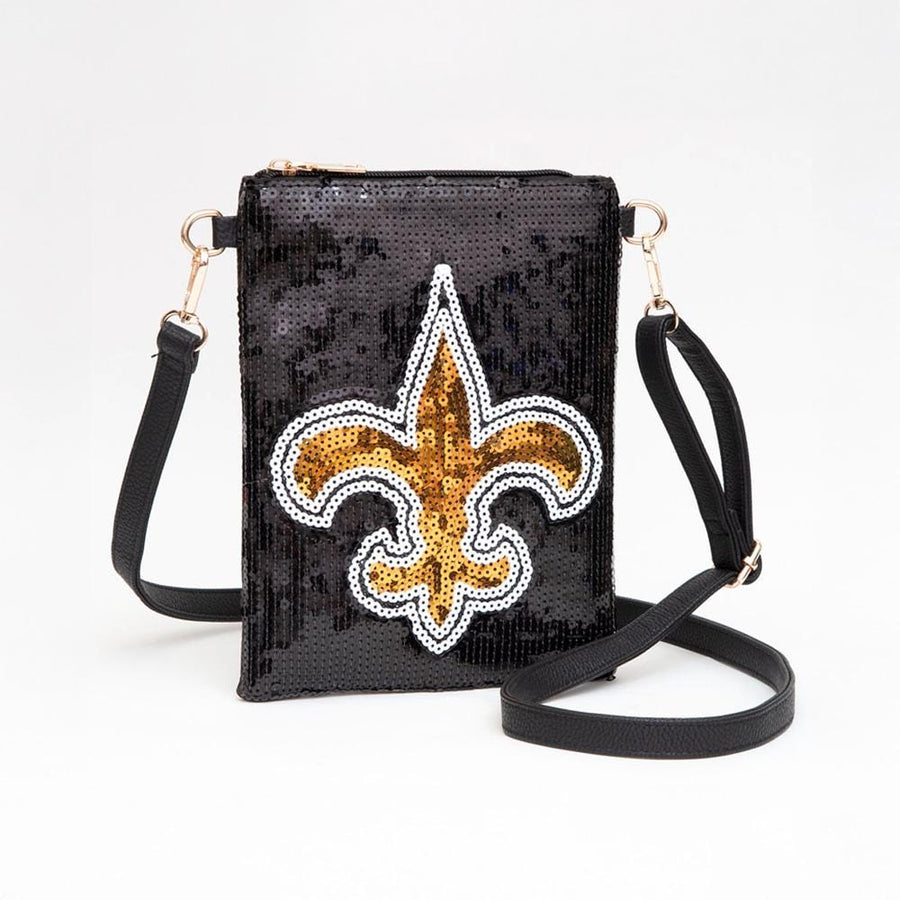 Fleur de Lis Sequin Crossbody Bag | Mardi Gras Sparkle Purse | Festival Parade Shoulder Bag