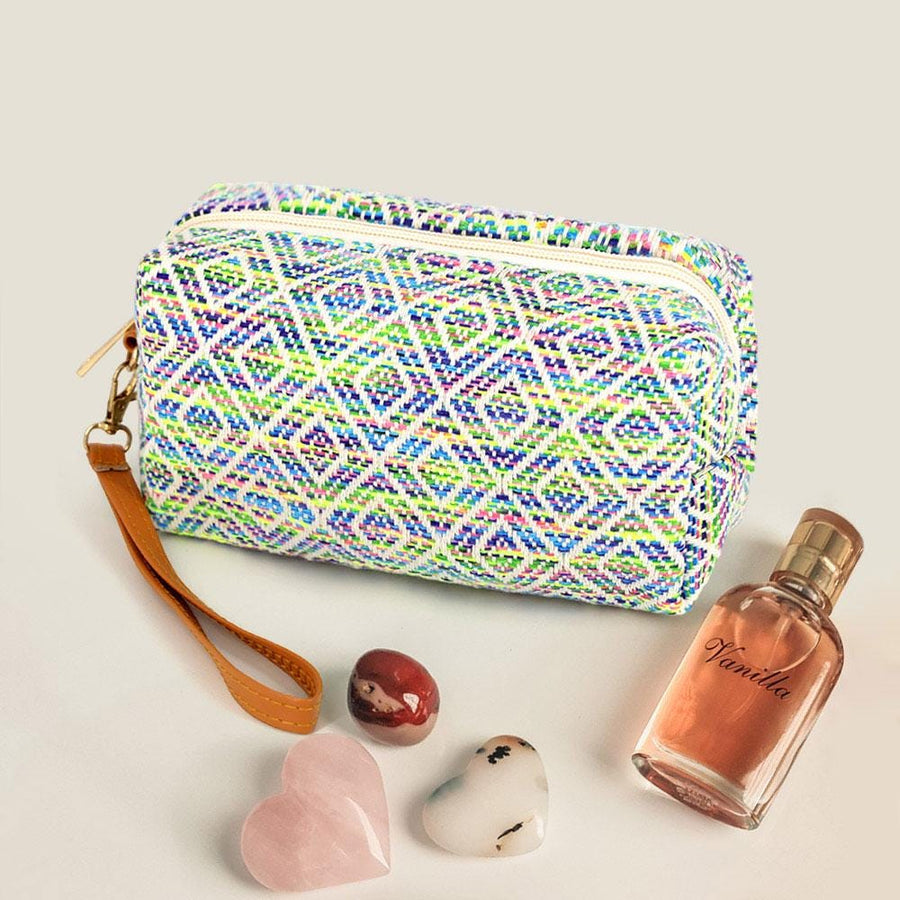 Aztec Pattern Wristlet Pouch, Boho Tribal Cosmetic Bag, Southwest Travel Clutch