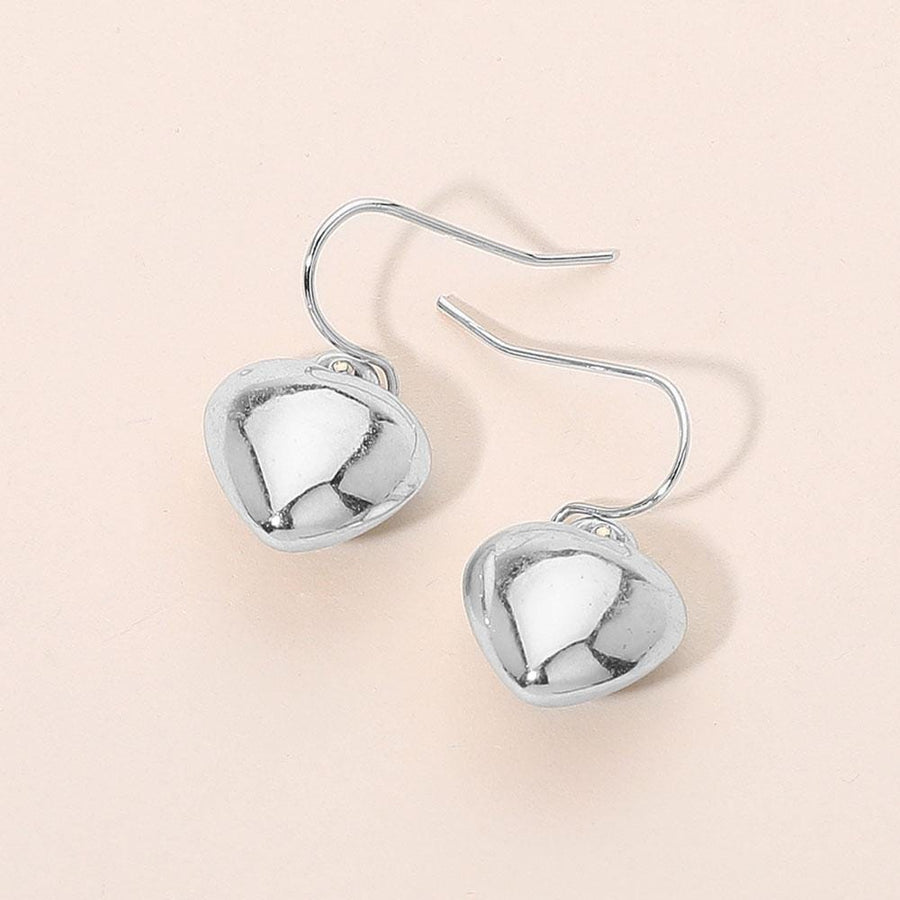 Puffy Heart Drop Earrings, Metal Dangle, Trendy Statement Jewelry, Romantic Style