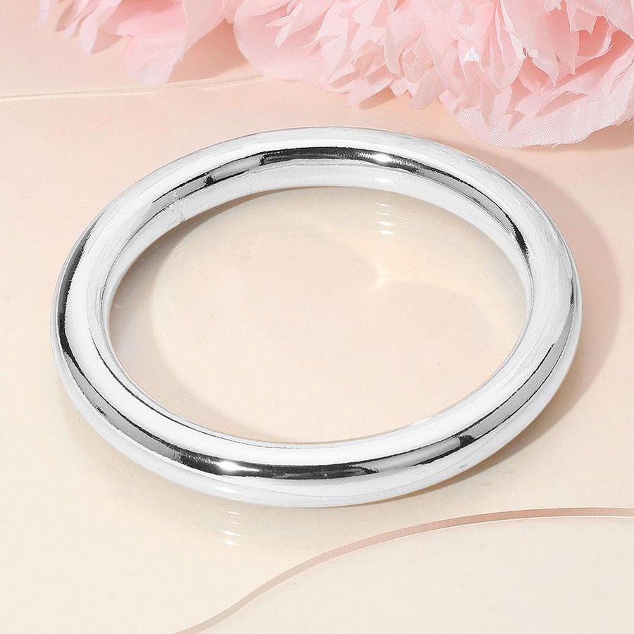 Polished Metal Dome Bangle Bracelet – Minimalist Chunky Statement Modern Everyday Jewelry