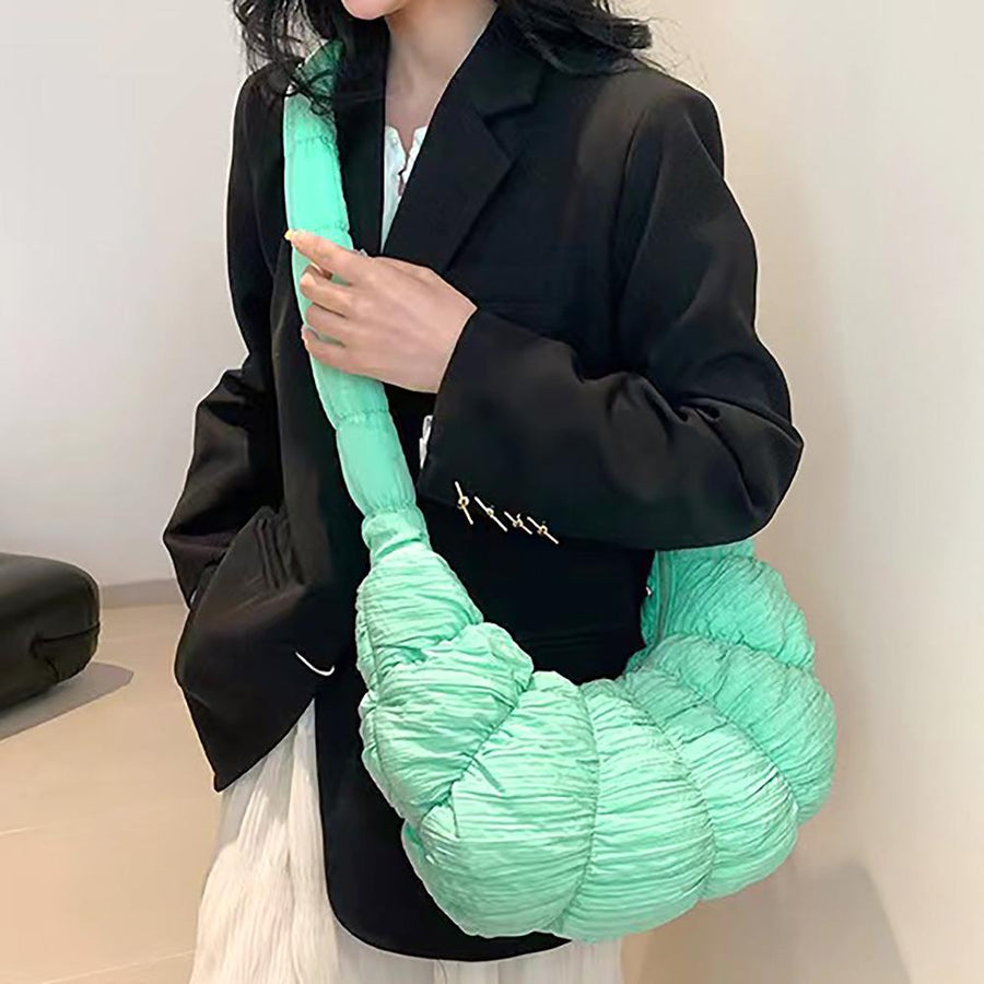 Quilted Puffer Croissant Cloud Crossbody Bag – Soft Shoulder Purse, Lightweight Everyday Handbag