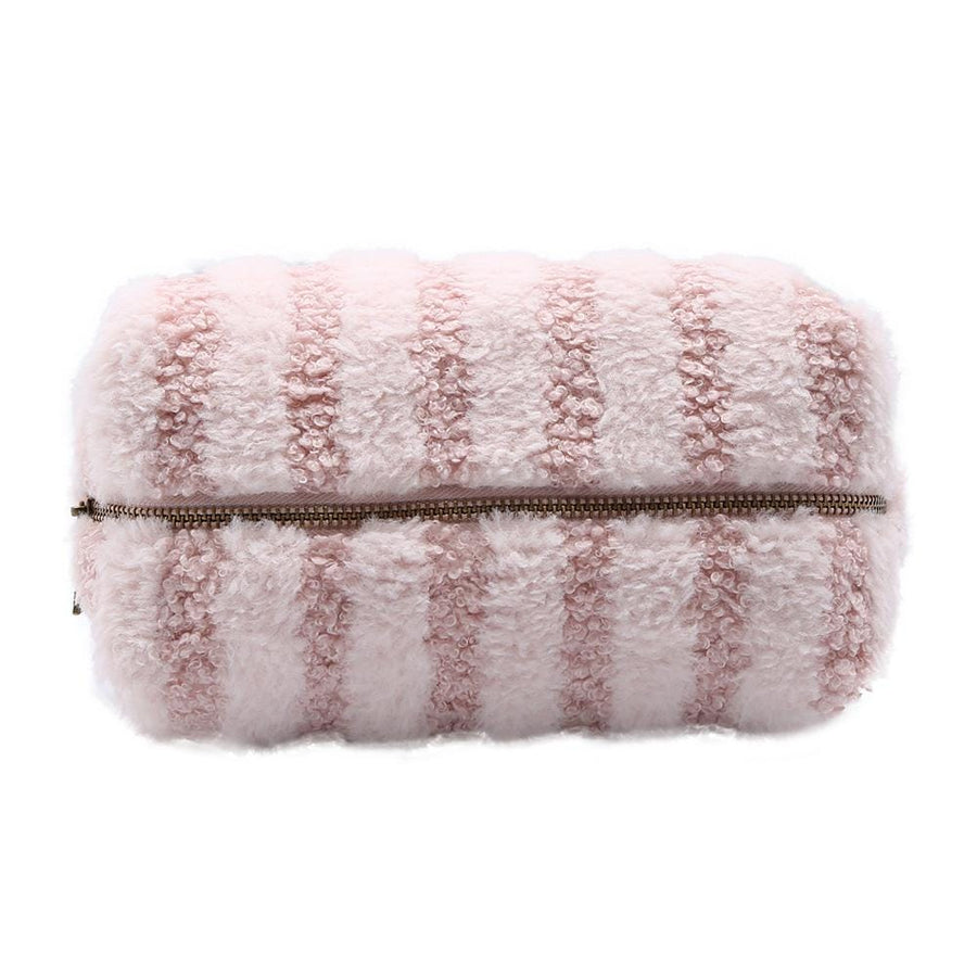 Pattern Faux Fur Pouch | Soft Plush Makeup Cosmetic Pouch | Zipper Clutch Travel Bag