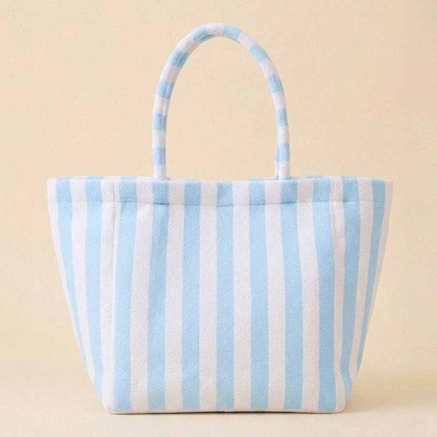 Striped Terry Tote Bag | Soft Summer Shopper Carry on | Beach Shoulder Bag