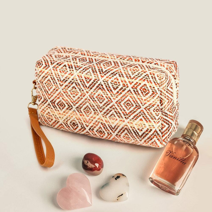 Aztec Pattern Wristlet Pouch, Boho Tribal Cosmetic Bag, Southwest Travel Clutch
