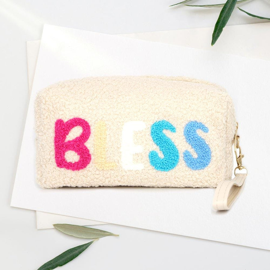Faux Fur Wristlet Pouch, Fluffy Cosmetic Clutch, Plush Zipper Bag, Winter Accessory