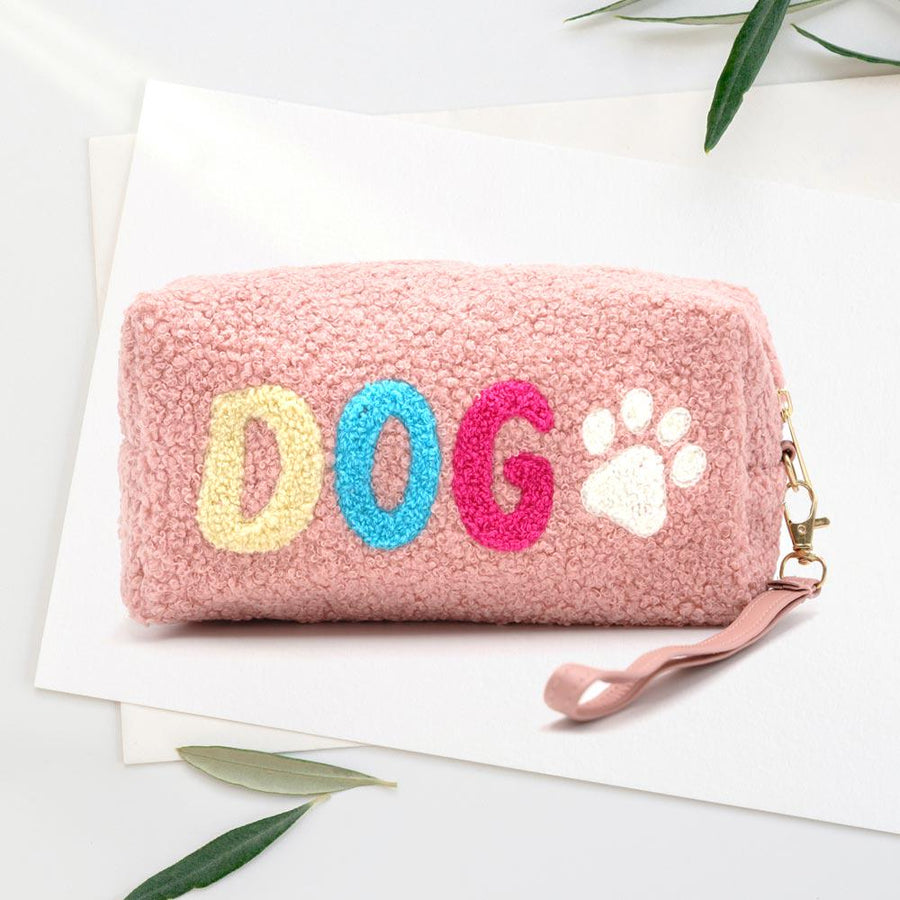Faux Fur Wristlet Pouch, Fluffy Cosmetic Clutch, Plush Zipper Bag, Winter Accessory