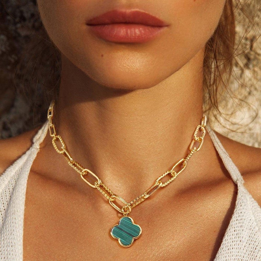 Gold Dipped Quatrefoil Pendant Necklace | Clover Charm Necklace | Minimal Everyday Jewelry