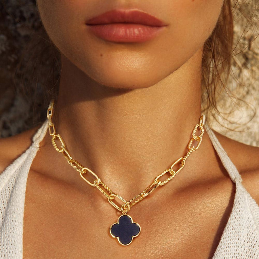 Gold Dipped Quatrefoil Pendant Necklace | Clover Charm Necklace | Minimal Everyday Jewelry