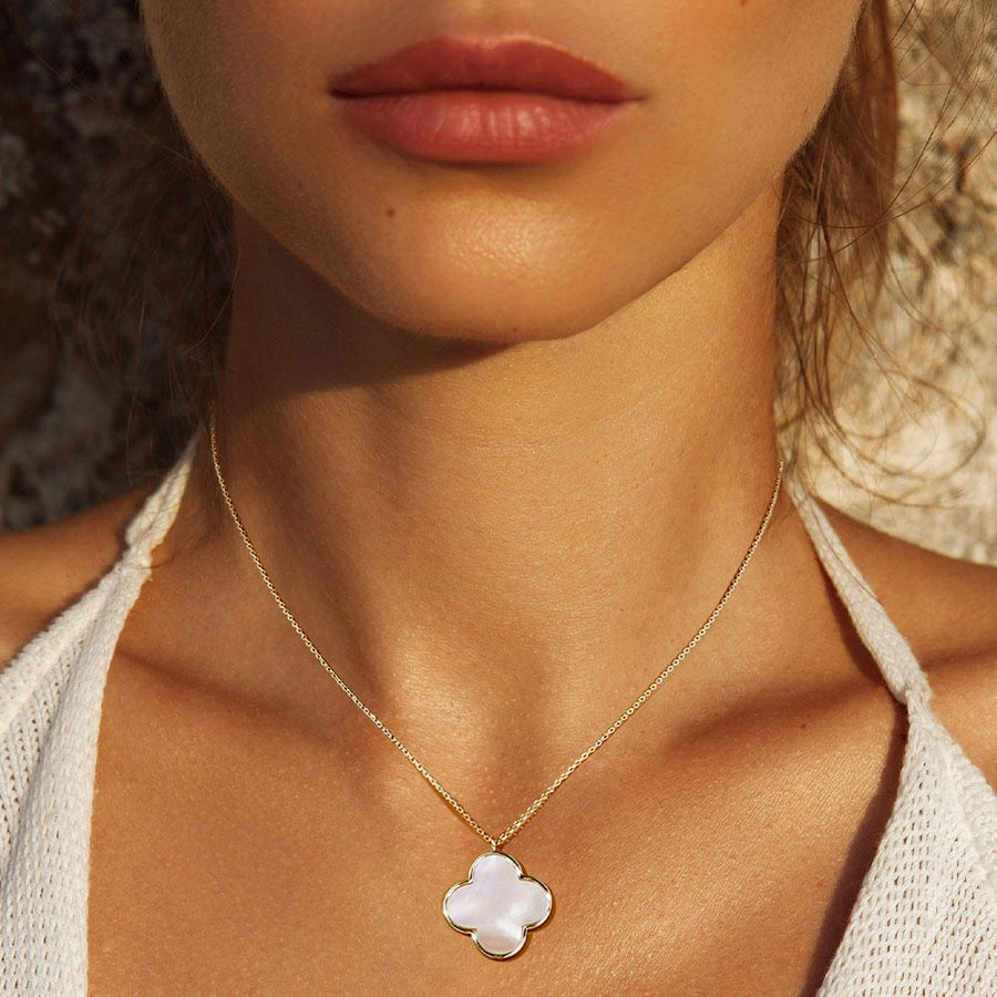 Gold Dipped Quatrefoil Clover Pendant Necklace, Minimalist Dainty Jewelry
