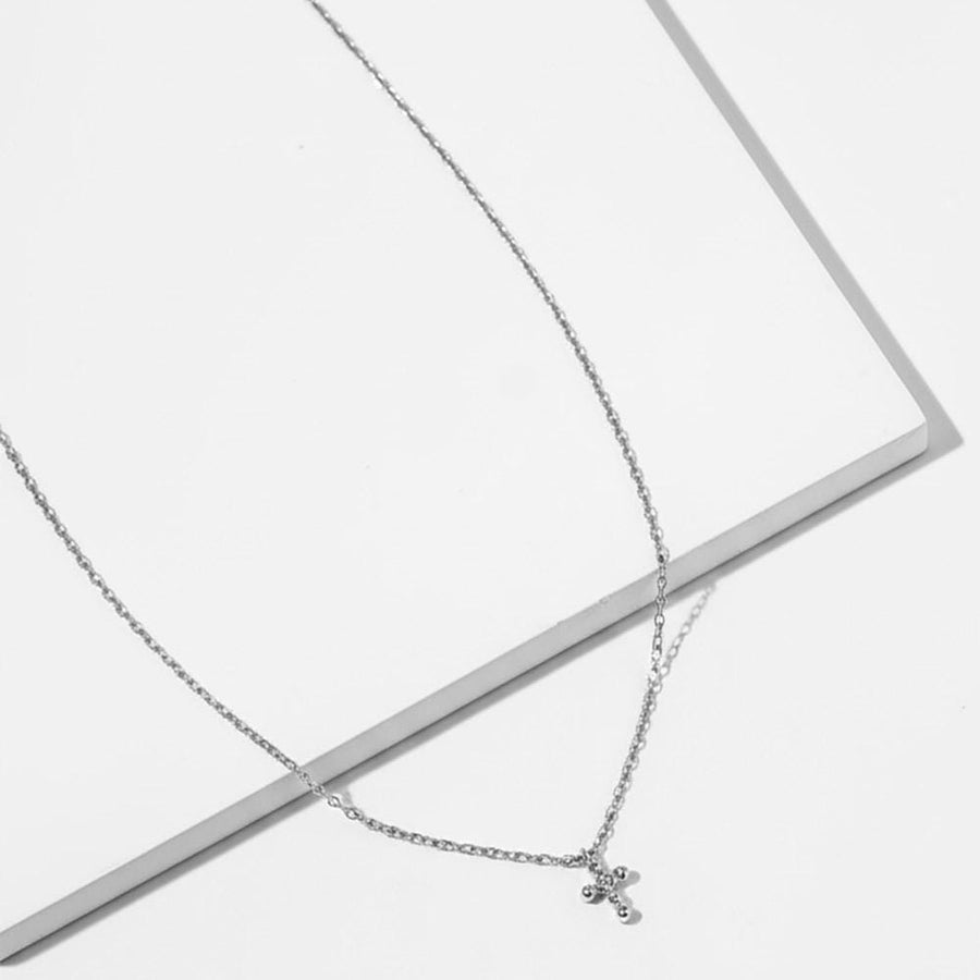 Dainty Gold CZ Cross Necklace, Mini Pendant, Faith Jewelry, Layering Chain
