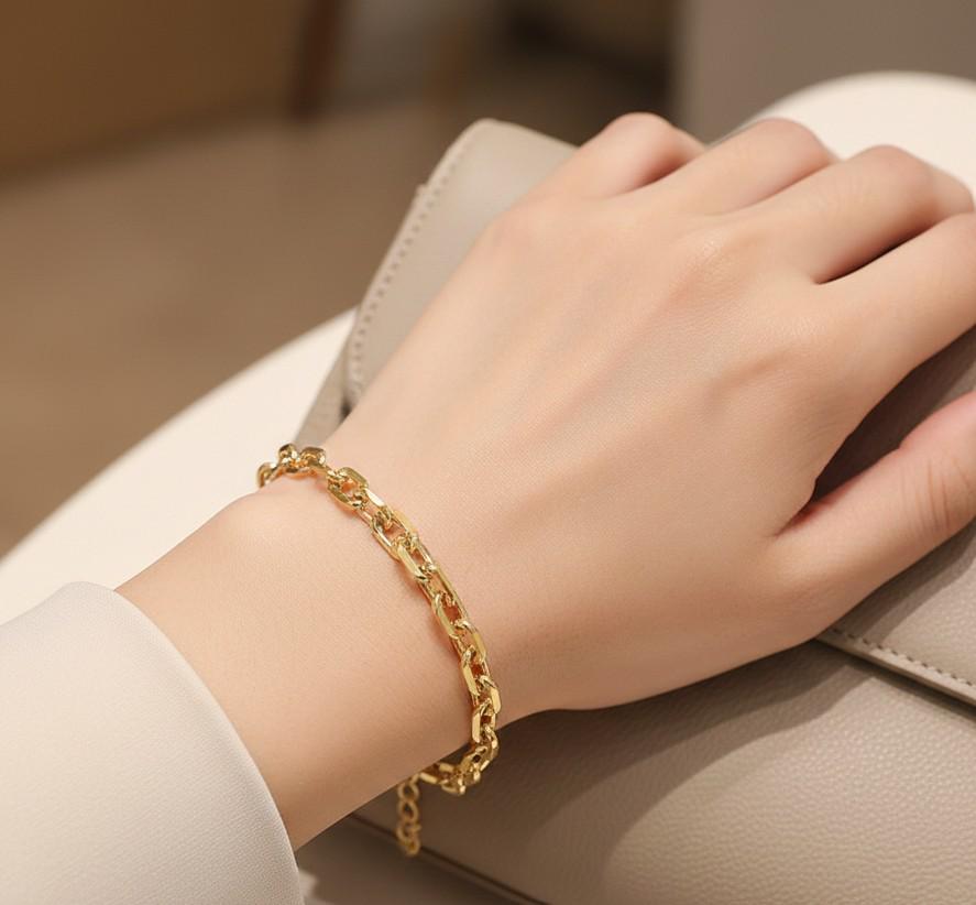 18K Gold Filled Chunky Link Chain Bracelet | Modern Bold Statement Everyday accessory