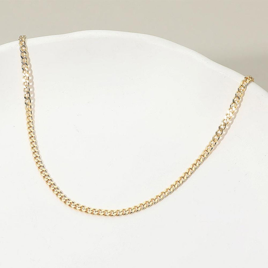 18K Gold Filled Curb Chain Necklace for Men and Women | Dainty Minimalist Chain