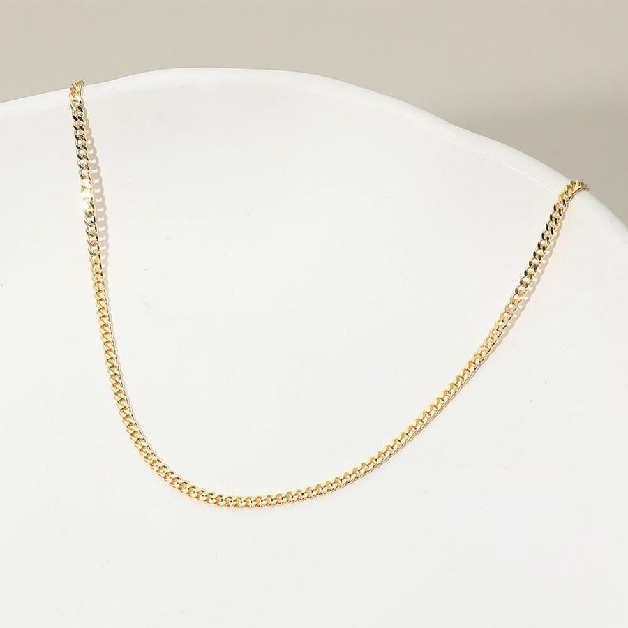 18K Gold Filled Curb Chain Necklace for Men and Women | Dainty Minimalist Chain