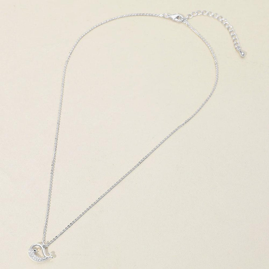 18K Gold Dipped or Silver Sparkly CZ Paved Whale Pendant Necklace | Beach Jewelry Trend
