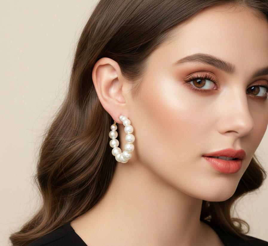 Elegant Pearl Hoop Earrings | Dainty Minimalist Jewelry | Classic Everyday Hoops | Bridal Wedding Earrings