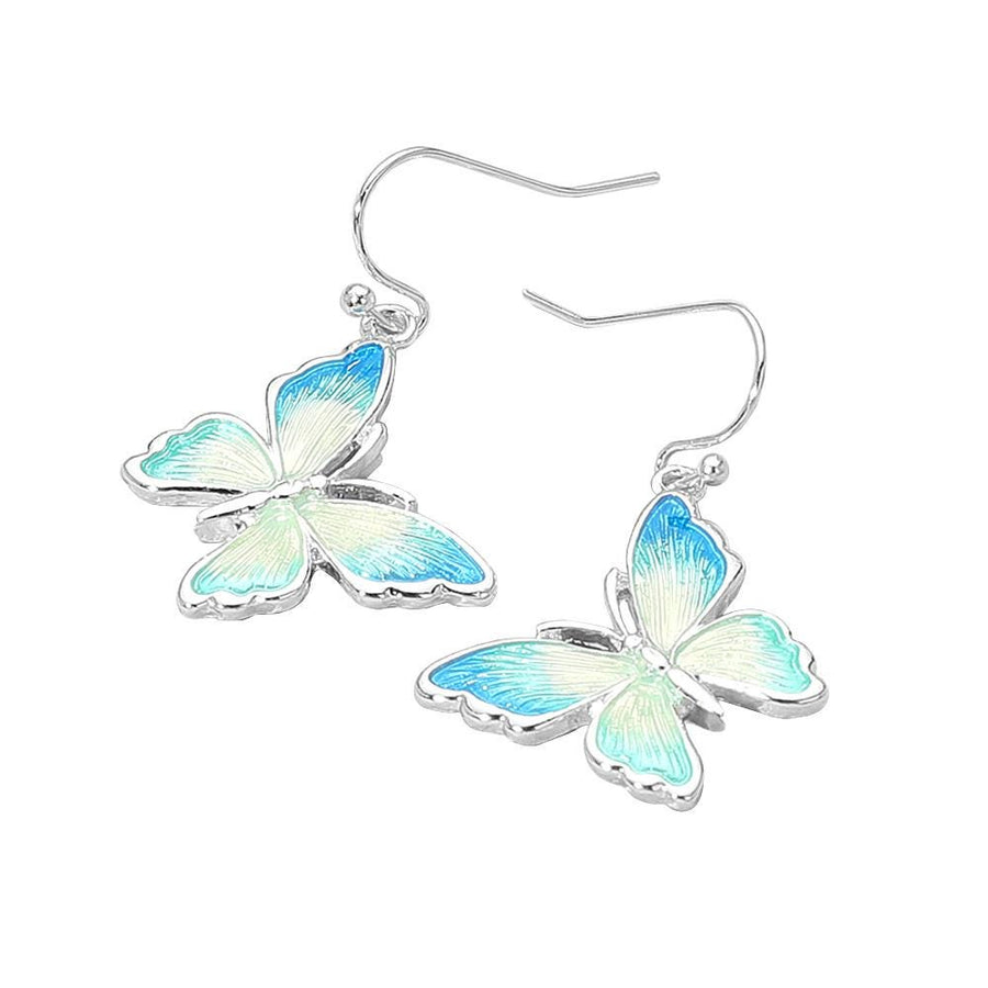 Ombre Butterfly Dangle Earrings | Colorful Gradient Statement Drop Earrings for Spring & Summer