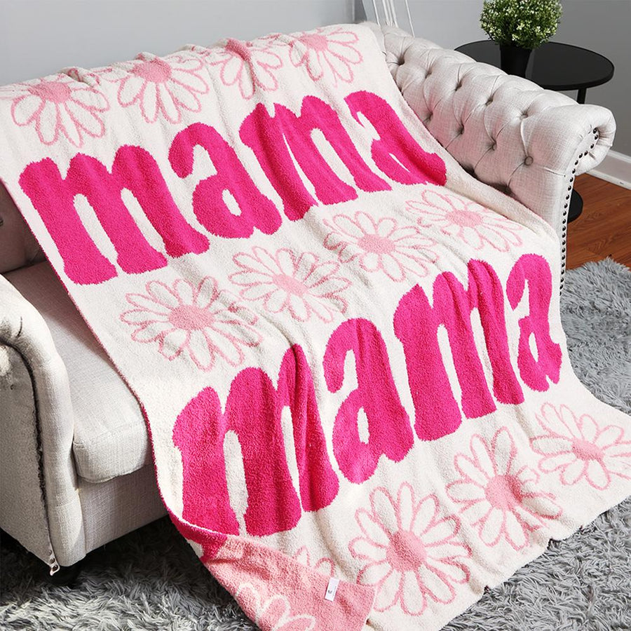 Floral MAMA Throw Blanket, Cozy Blanket as Mother’s Day Gift, Home Decor present