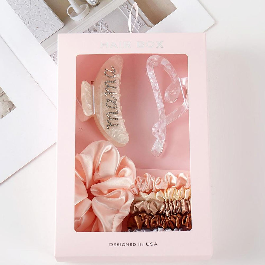8PCS - MAMA Bling Studded Hair Claw Clips Stretchable Fabric Hairbands Set, Mother's Day Gift