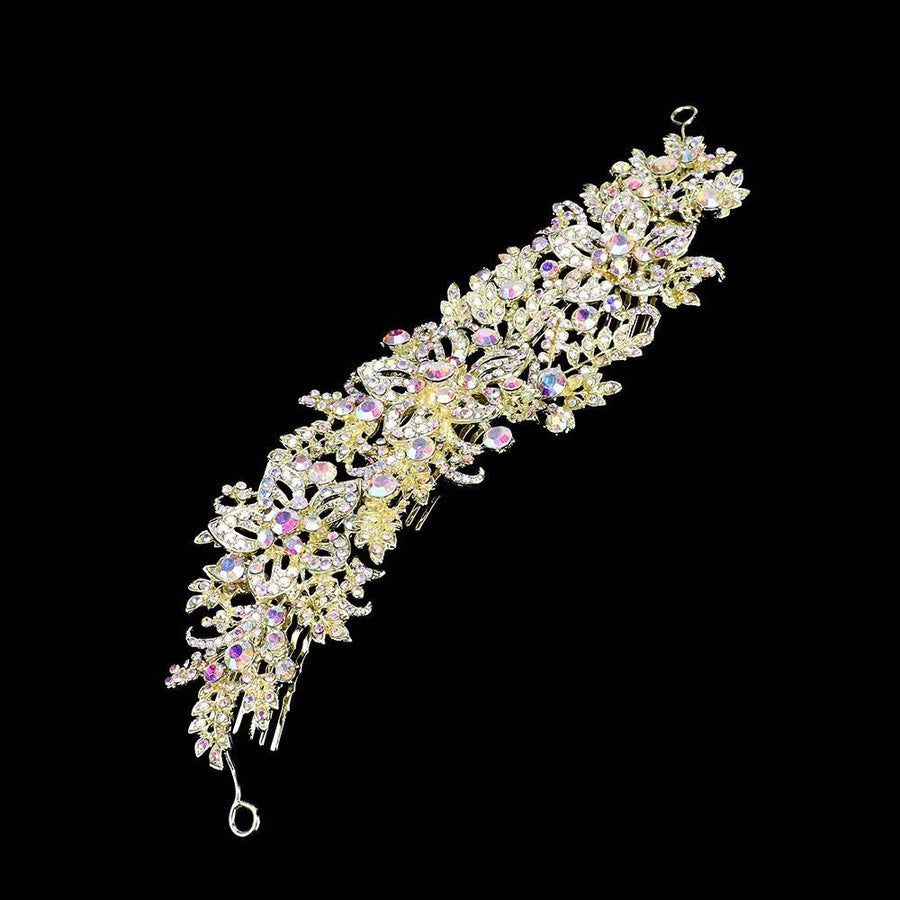 Rhinestone Floral Leaf Vine Headpiece – Crystal Headband for Wedding, Hair Accessory for Bride & Bridesmaids
