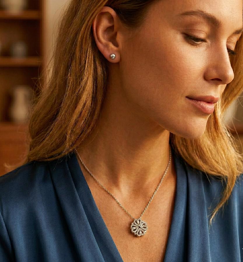Sparkly Clover Pendant Necklace Set | Lucky Four Leaf Pendant | St. Patrick’s Day Jewelry