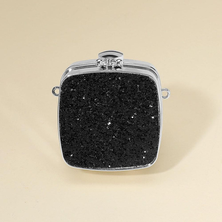 Gold Glitter Mini Clutch Bag, Square Evening Party Purse, Detachable Strap (2.75" X 2.75")
