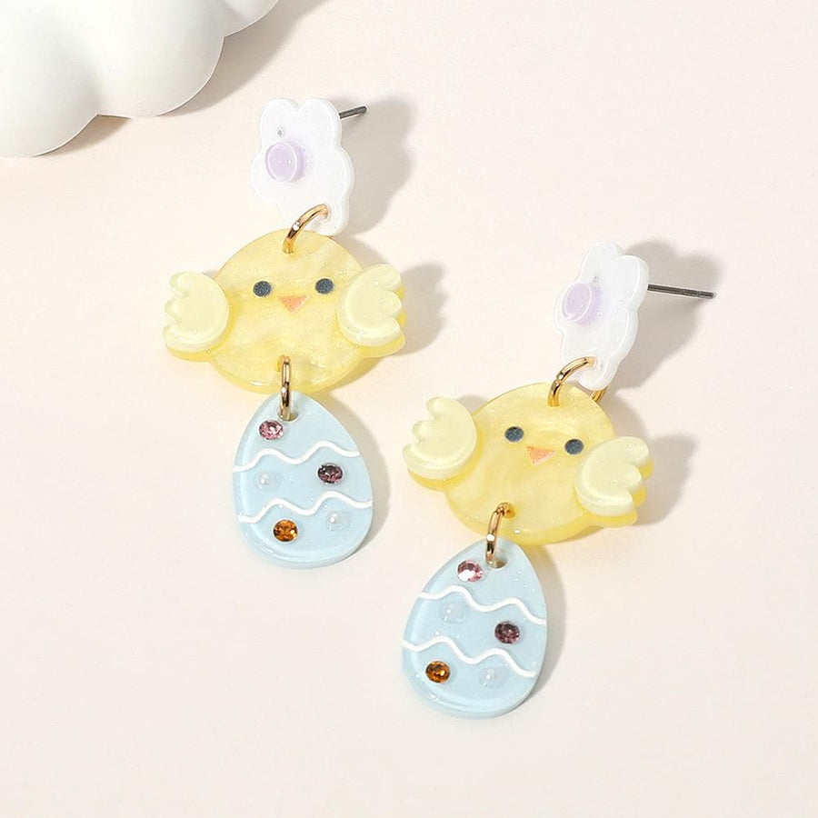 Resin Easter Chick Egg Drop Earrings, Spring Animal Lover Jewelry