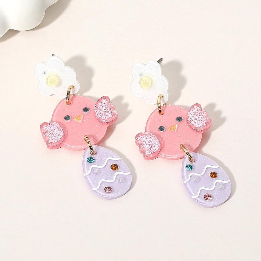 Resin Easter Chick Egg Drop Earrings, Spring Animal Lover Jewelry