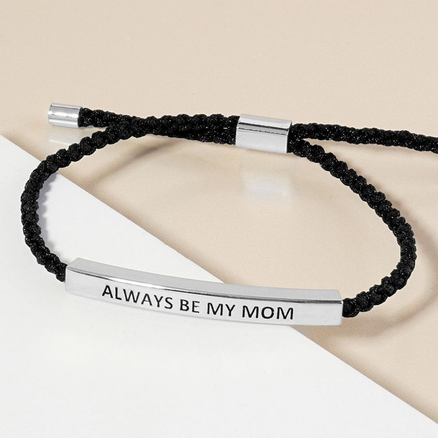 MAMA Bar Bracelet, Adjustable Rope, Gift for Mom, Birthday Jewelry