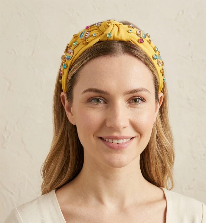 Colorful Stone Cluster Easter Knot Headband, Enamel Embellished Spring Hair Accessory