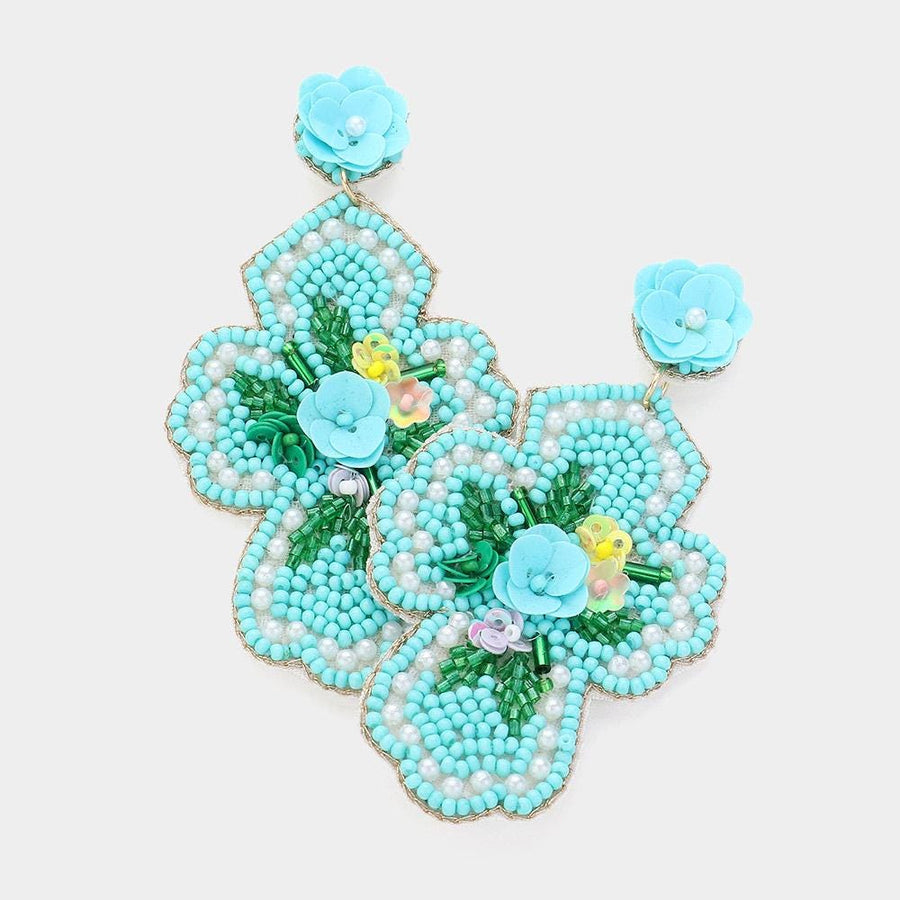 Seed Beaded Flower Cross Dangle Earrings, Boho Faith Jewelry, Christian Gift for Easter