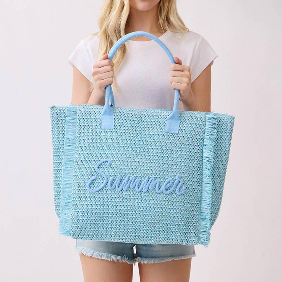Summer Embroidered Straw Tote, Woven Beach Bag, Boho Shoulder Bag, Large Vacation Carry on